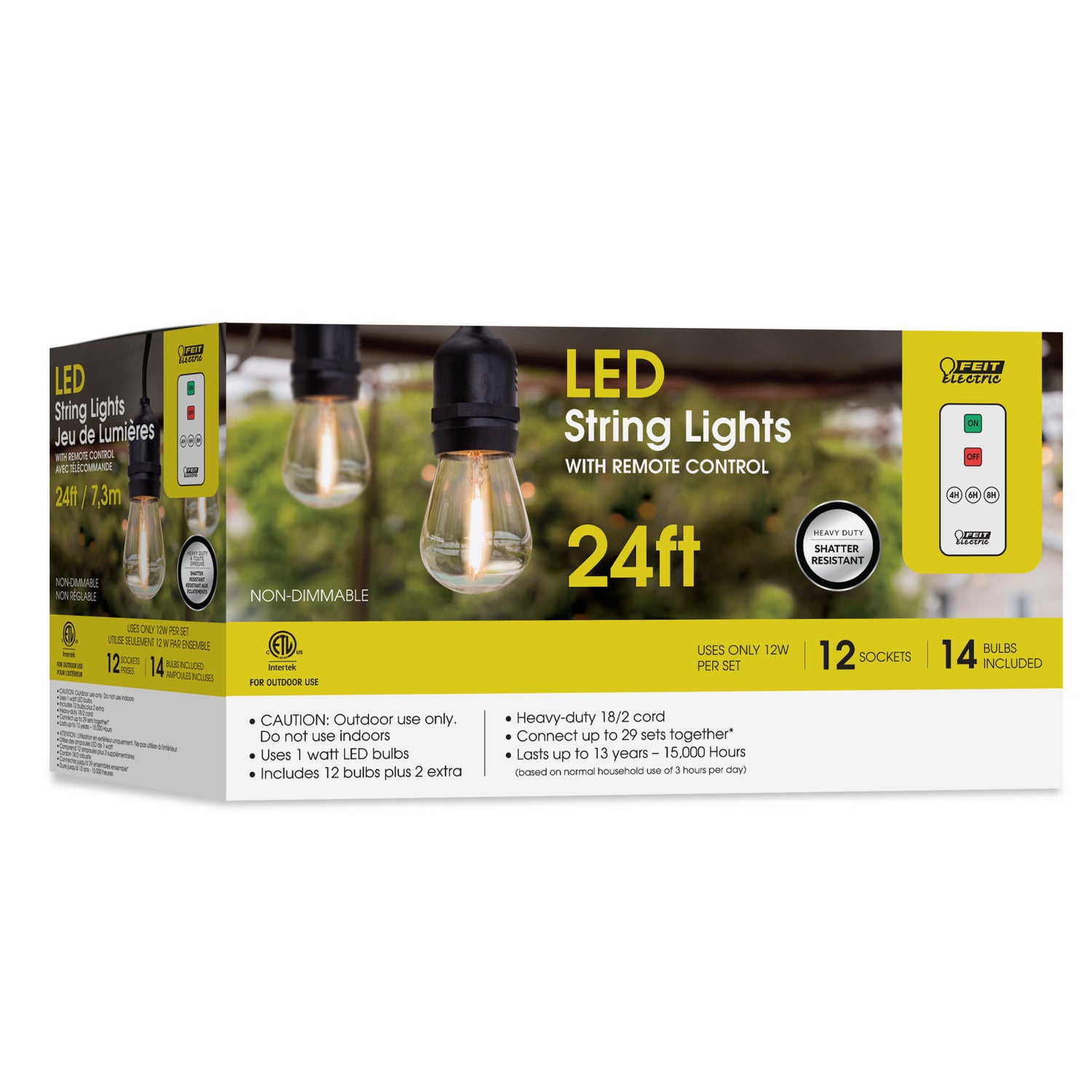 24 ft. 12W Soft White (2200K) LED S14 String Lights