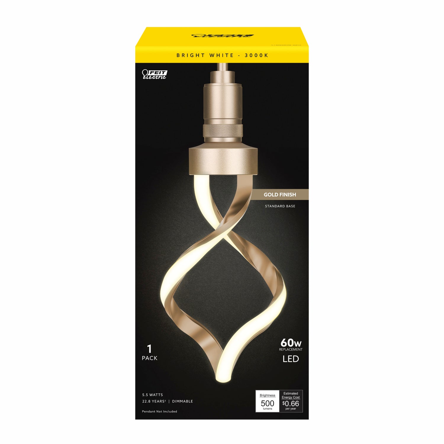 5.5W (40W Replacement) Bright White (3000K) Gold LED Helix Bulb