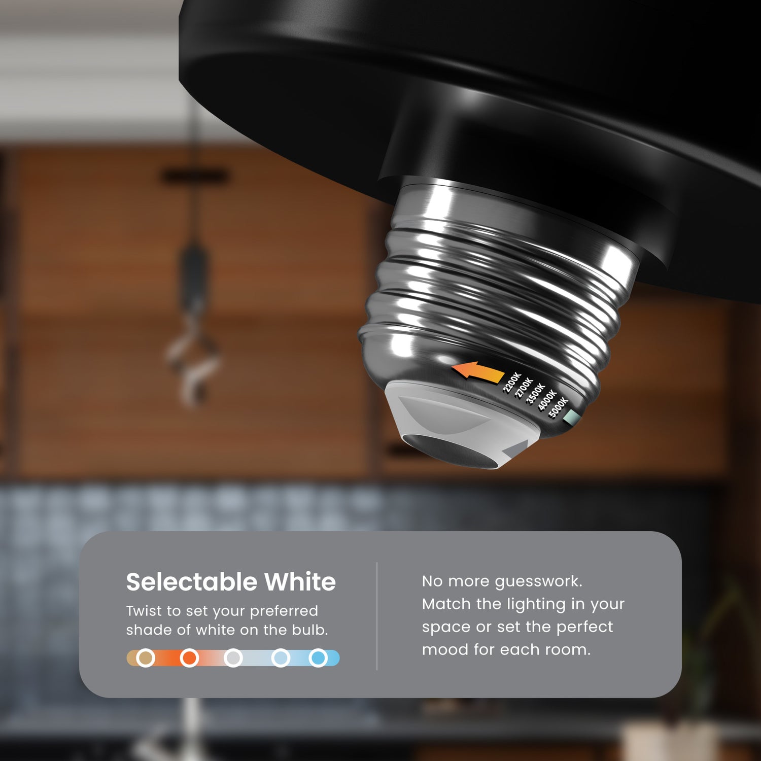 5.5W (60W Replacement) Black Helix E26 Dimmable Spiral LED Bulb, Selectable White