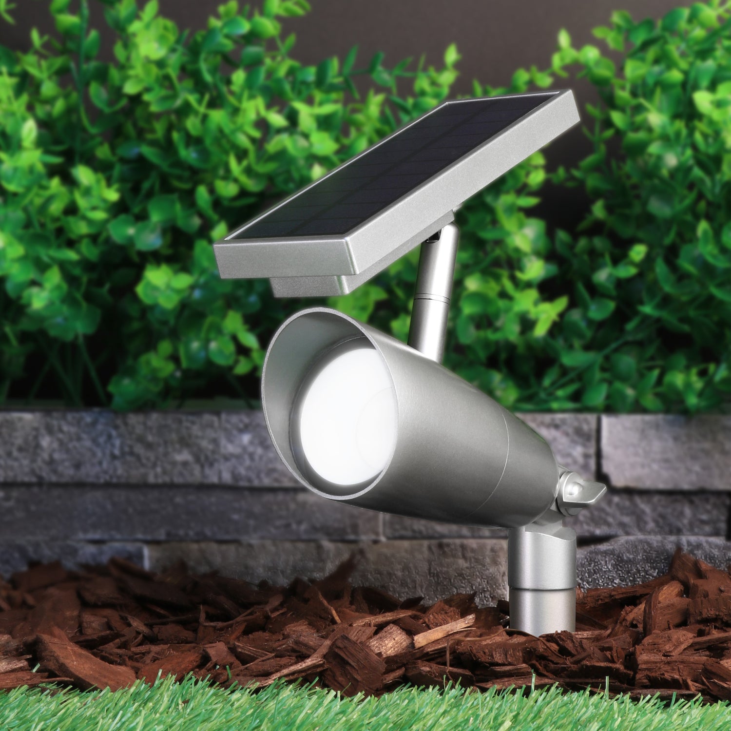 8 in. OneSync Landscape Nickel Solar Spotlight Starter Kit