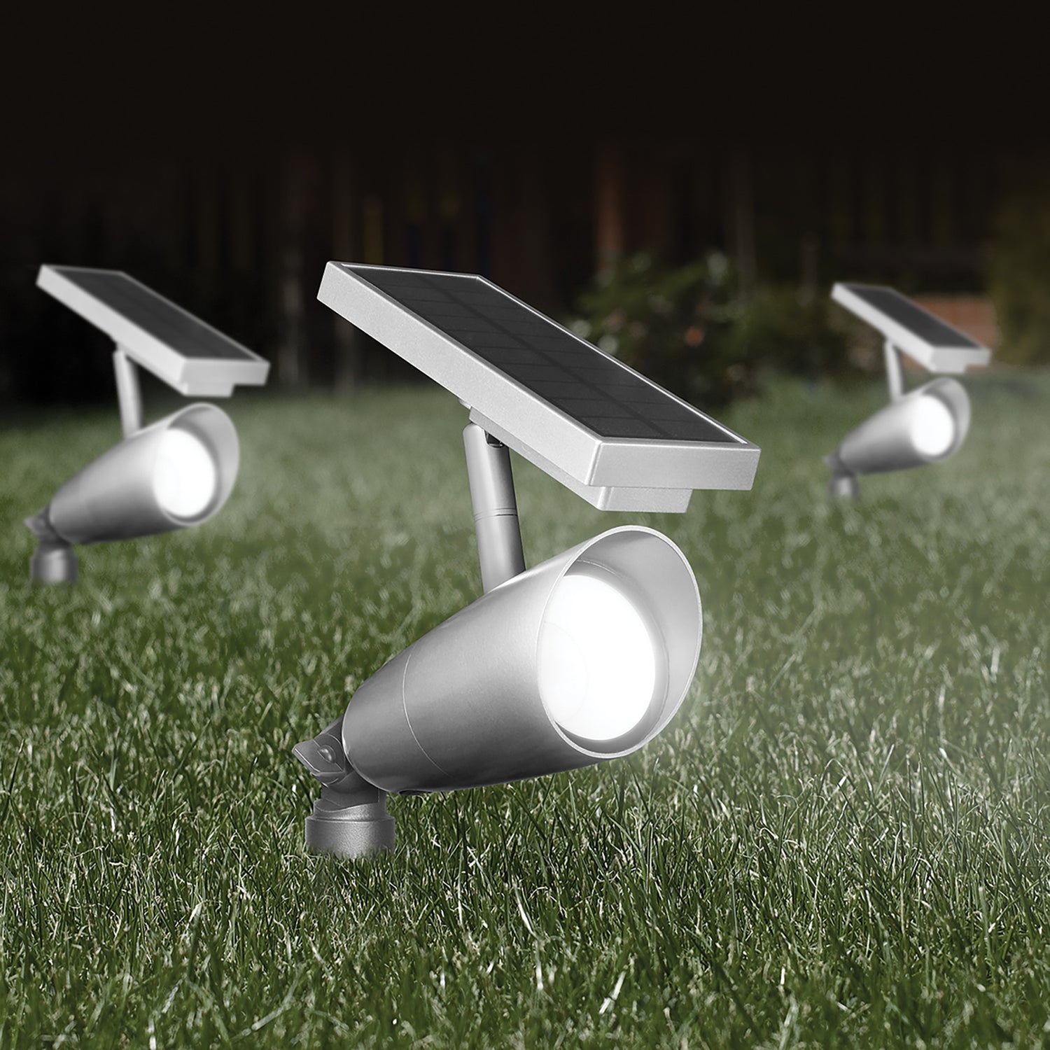 8 in. OneSync Landscape Nickel Solar Spotlight Starter Kit