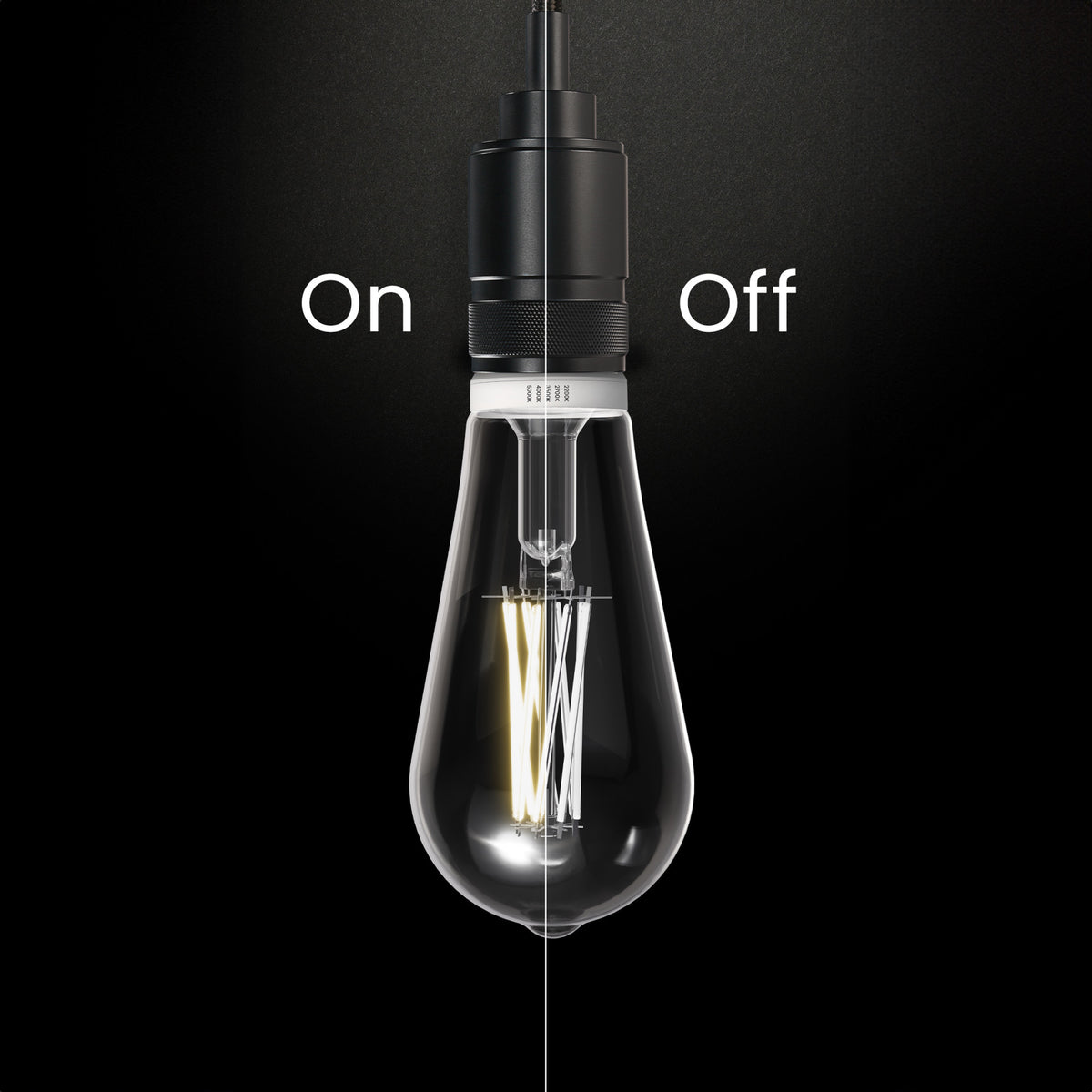 12W (100W Replacement) ST19 E26 Twist & Select Dusk to Dawn Non-Dimmable White Filament LED Bulb, Selectable White