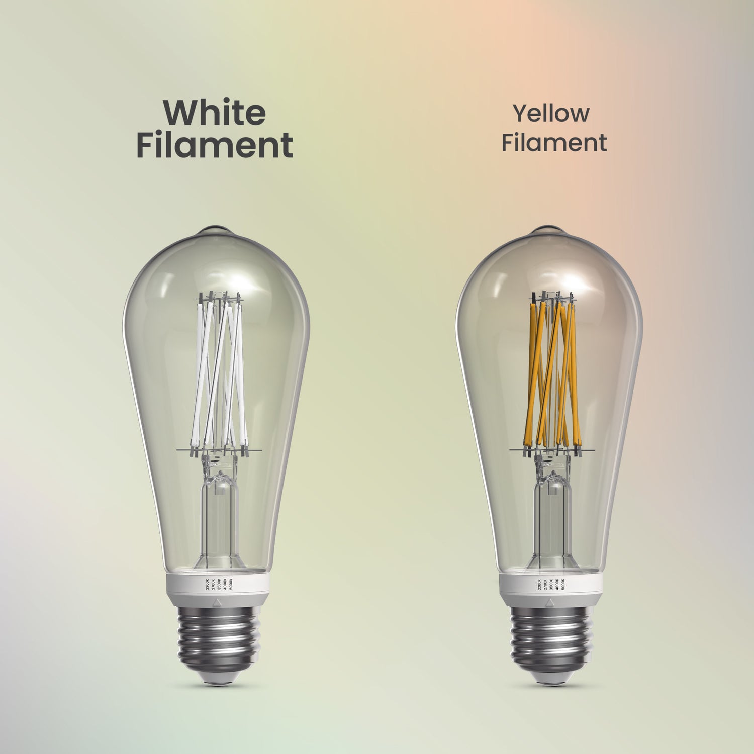 12W (100W Replacement) ST19 E26 Twist & Select Dusk to Dawn Non-Dimmable White Filament LED Bulb, Selectable White