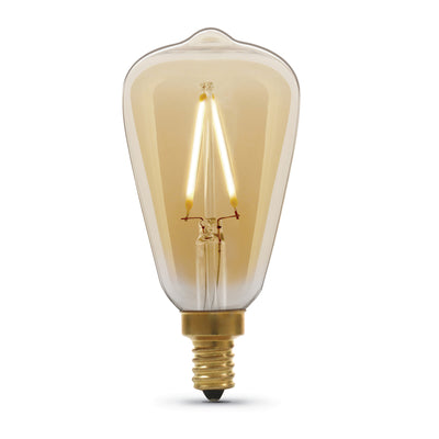 3.5W (25W Replacement) ST15C E12 Dimmable Straight Filament Amber Glass Vintage Edison LED Light Bulb, Soft White