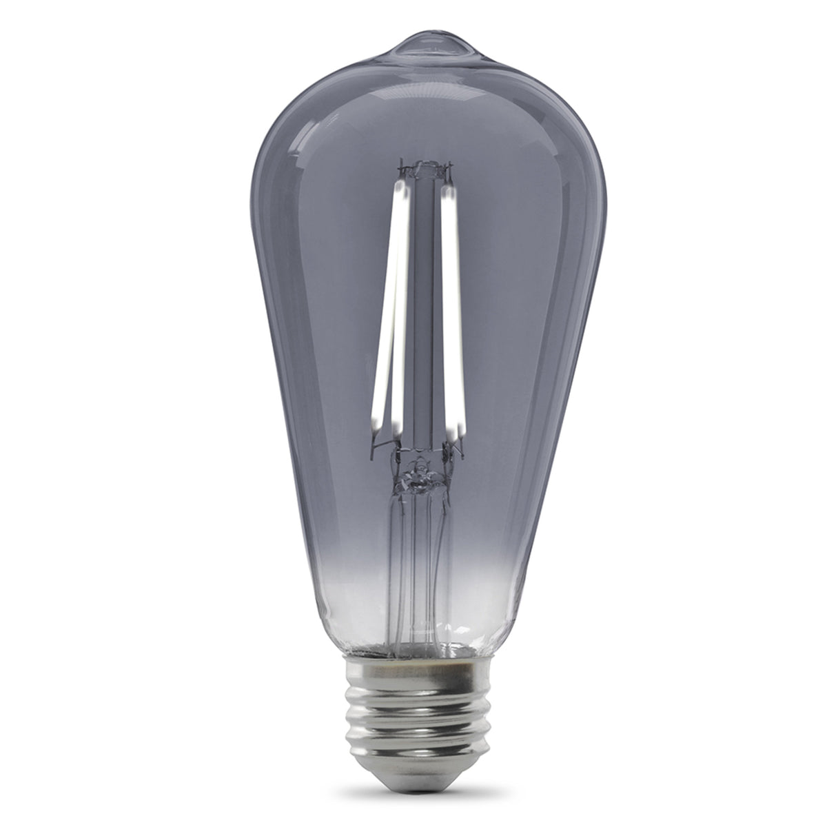 5.5W (25W Replacement) ST19 E26 Dimmable Straight Filament Smoke Glass Vintage Edison LED Light Bulb, Daylight