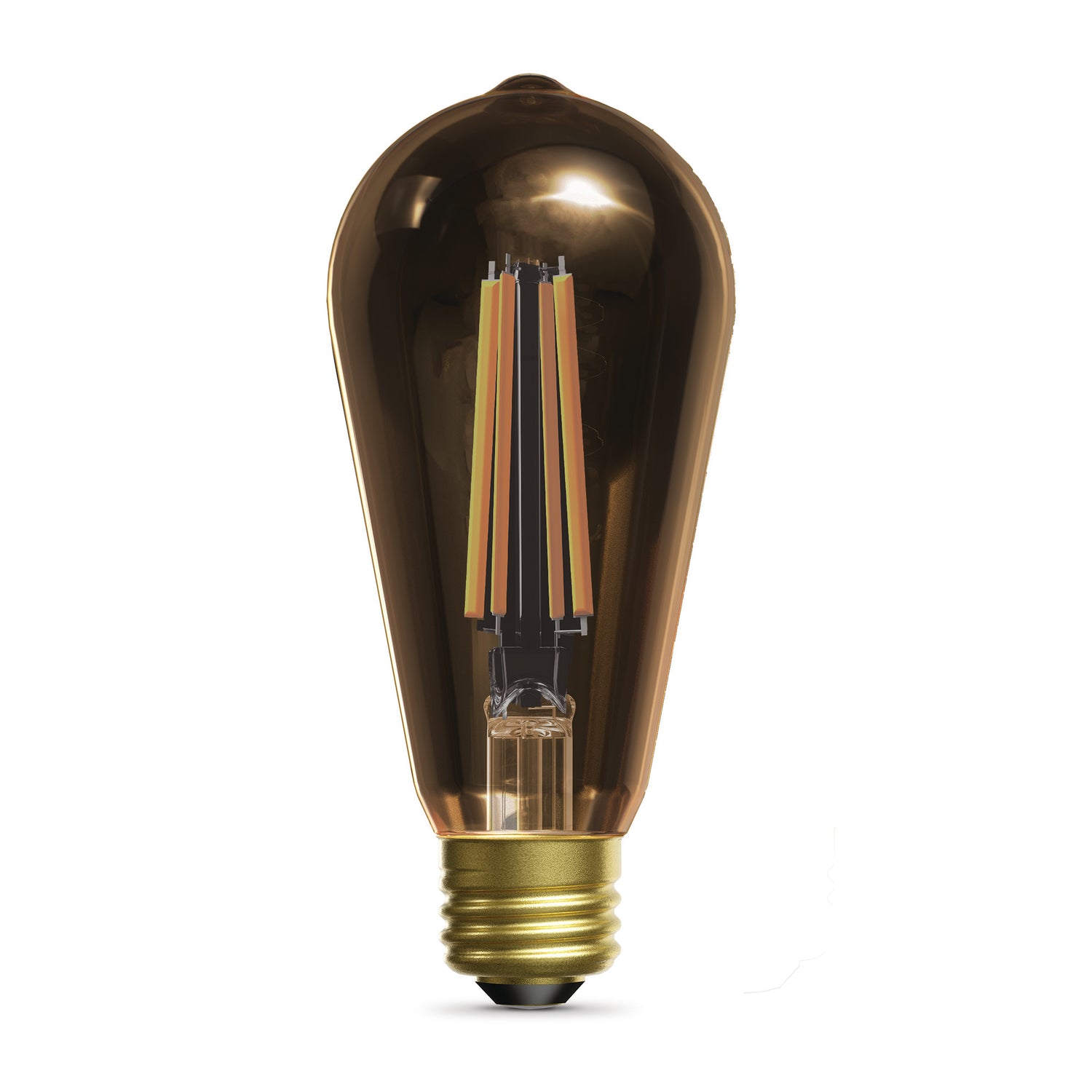 5.5W (60W Replacement) ST19 E26 Straight Filament Amber Glass Vintage Edison LED Light Bulb, Soft White (2-Pack)