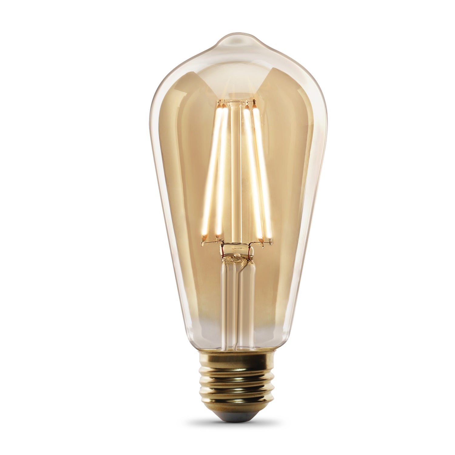 5.5W (60W Replacement) ST19 E26 Straight Filament Amber Glass Vintage Edison LED Light Bulb, Soft White