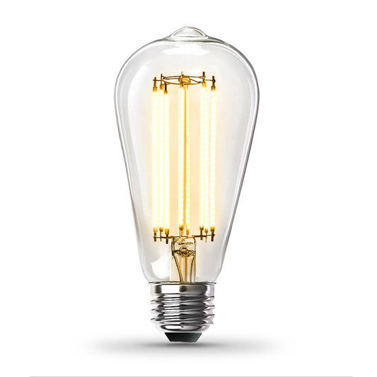 15W (100W Replacement) ST19 E26 Dimmable Straight Filament Clear Glass Vintage Edison LED Light Bulb, Soft White