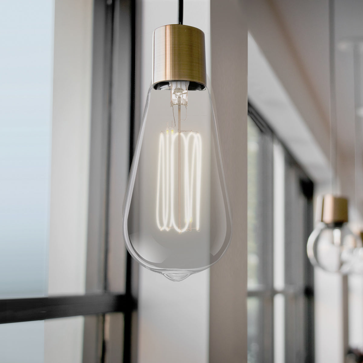 3.8W (40W Replacement) ST19 E26 Dimmable Exposed Thin Filament Clear Glass Vintage Edison LED Light Bulb, Soft White (2-Pack)