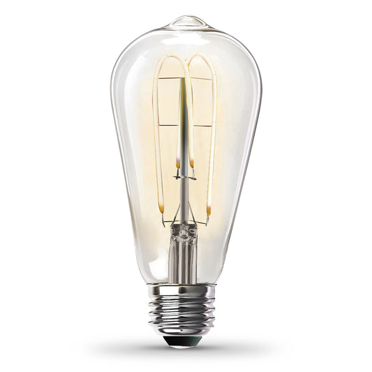 6.5W (40W Replacement) ST19 E26 Dimmable M Shape Filament Clear Glass Vintage Edison LED Light Bulb, Warm Light