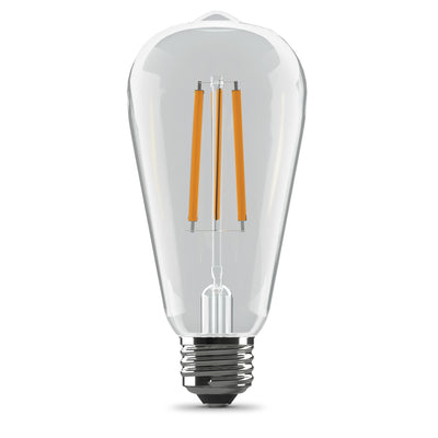 8.8W (60W Replacement) ST19 E26 Dimmable Straight Filament Clear Glass Vintage Edison Enhance LED Light Bulb, Soft White (4-Pack)