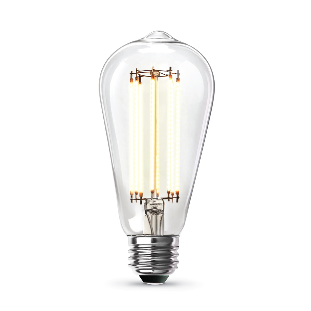 8.8W (60W Replacement) ST19 E26 Dimmable Straight Filament Clear Glass Vintage Edison LED Light Bulb, Bright White