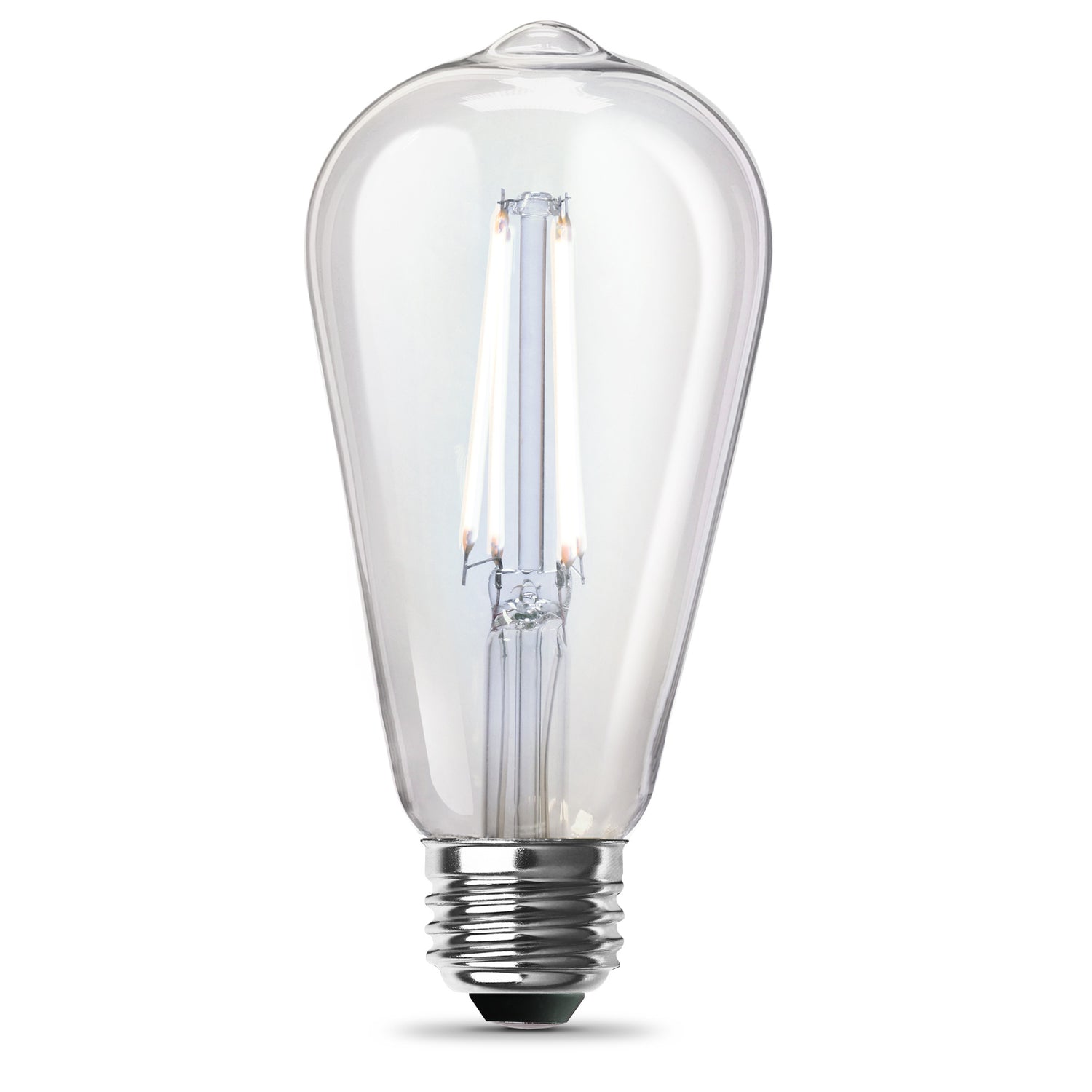 8.8W (60W Replacement) ST19 E26 Dimmable Straight Filament Clear Glass Vintage Edison LED Light Bulb, Daylight (2-Pack)