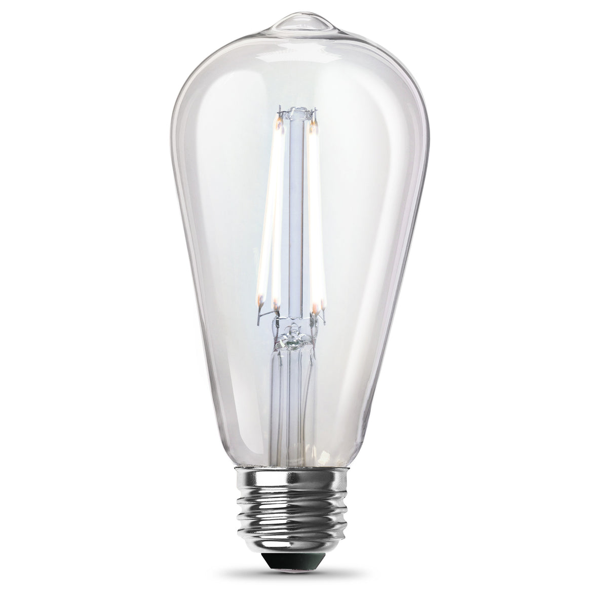 8.8W (60W Replacement) ST19 E26 Dimmable Straight Filament Clear Glass Vintage Edison LED Light Bulb, Daylight (2-Pack)