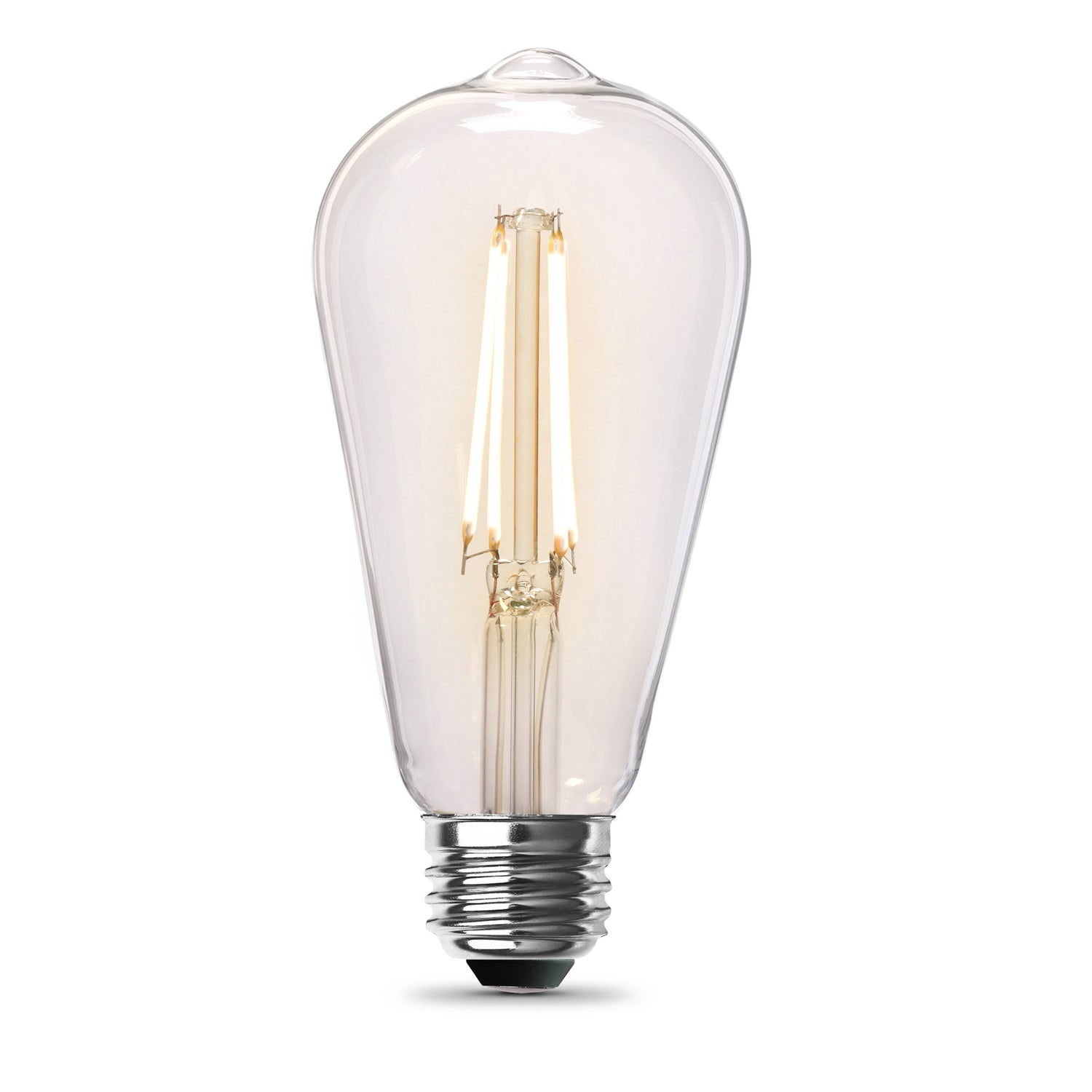 8.8W (60W Replacement) ST19 E26 Dimmable Straight Filament Clear Glass Vintage Edison LED Light Bulb, Soft White (4-Pack)