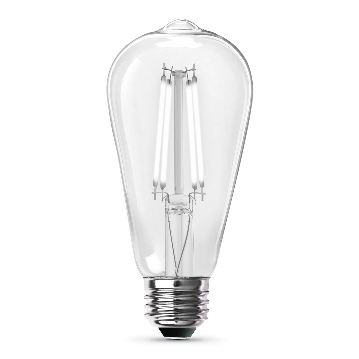 8.8W (60W Replacement) ST19 E26 Dimmable Straight Filament Clear Glass Vintage Edison LED Light Bulb, Daylight (2-Pack)