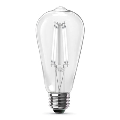 8.8W (60W Replacement) ST19 E26 Dimmable Straight Filament Clear Glass Vintage Edison LED Light Bulb, Daylight (2-Pack)
