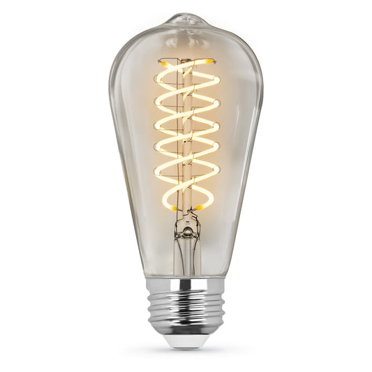 6.5W (60W Replacement) ST19 E26 Dimmable Spiral Filament Clear Glass Vintage Edison LED Light Bulb, Soft White