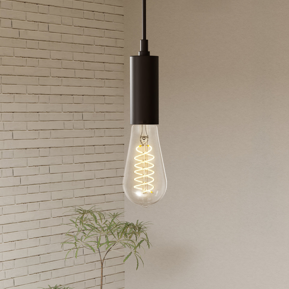 6.5W (60W Replacement) ST19 E26 Dimmable Spiral Filament Clear Glass Vintage Edison LED Light Bulb, Bright White