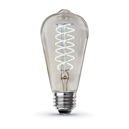 6.5W (60W Replacement) ST19 E26 Dimmable Spiral Filament Clear Glass Vintage Edison LED Light Bulb, Daylight