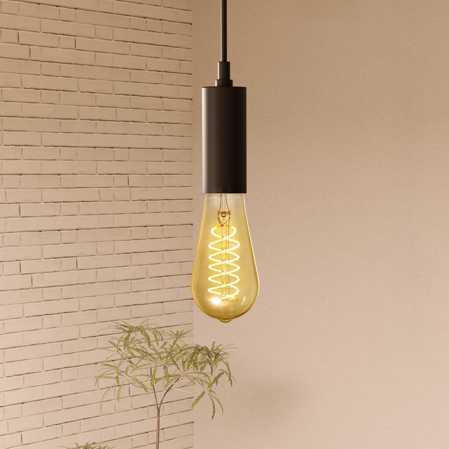6.5W (60W Replacement) ST19 E26 Dimmable Spiral Filament Amber Glass Vintage Edison LED Light Bulb, Warm Light