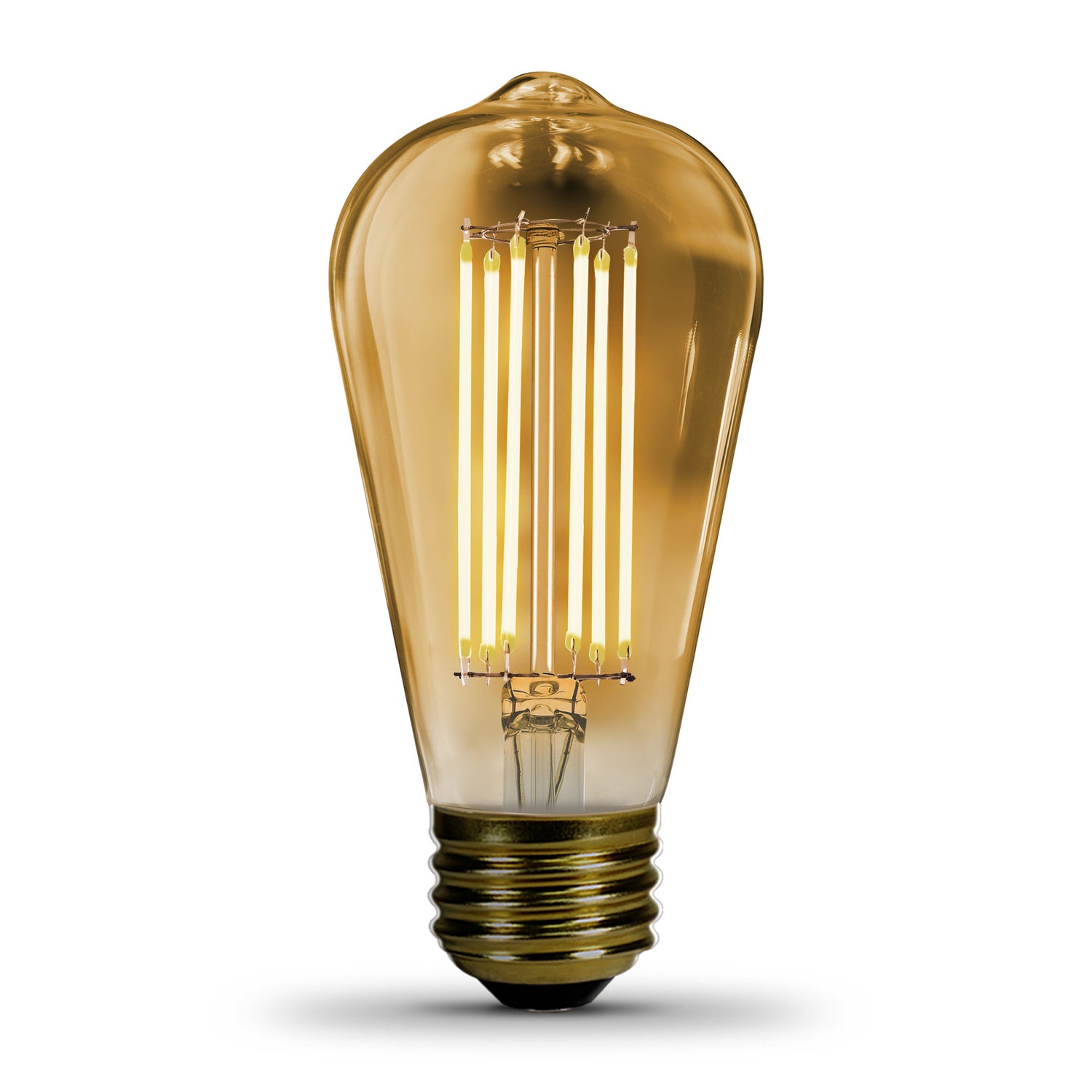 9W (60W Replacement) ST19 E26 Dimmable Straight Filament Amber Glass Vintage Edison LED Light Bulb, Warm Light