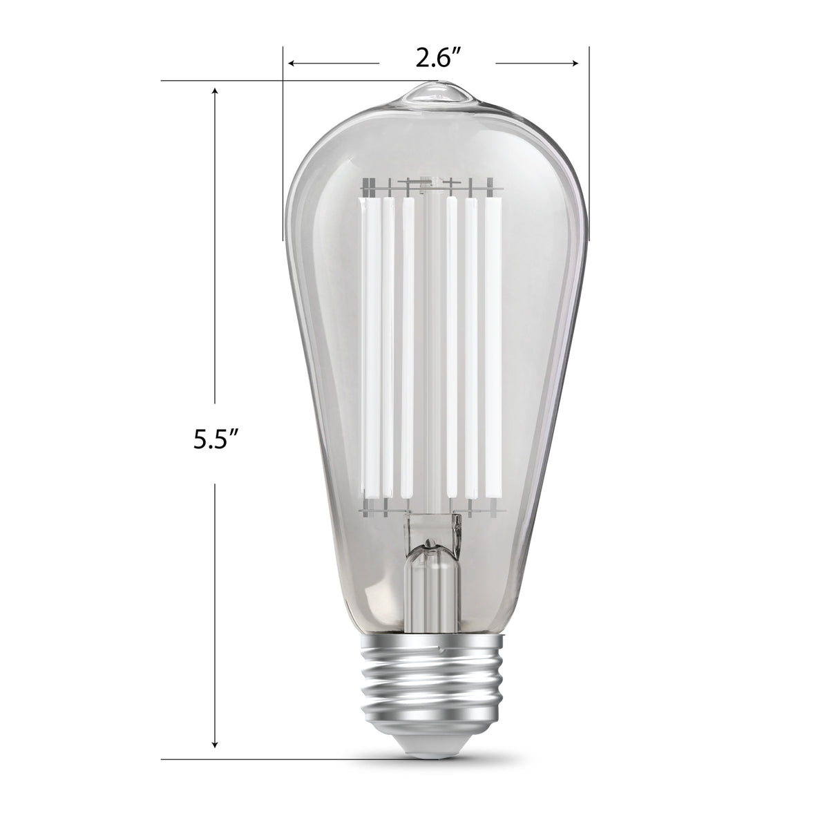 8.8W (60W Replacement) Soft White (2700K) ST19 Shape (E26 Base) LED Exposed White Filament Bulb