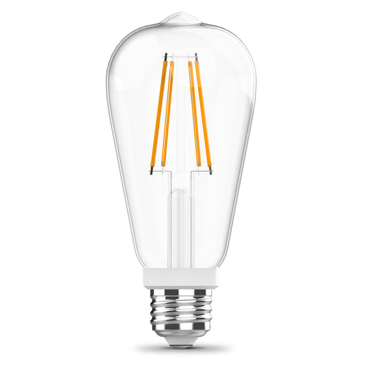 8.8W (60W Replacement) ST19 E26 Motion Activated Straight Filament Clear Glass Vintage Edison LED Light Bulb, Soft White