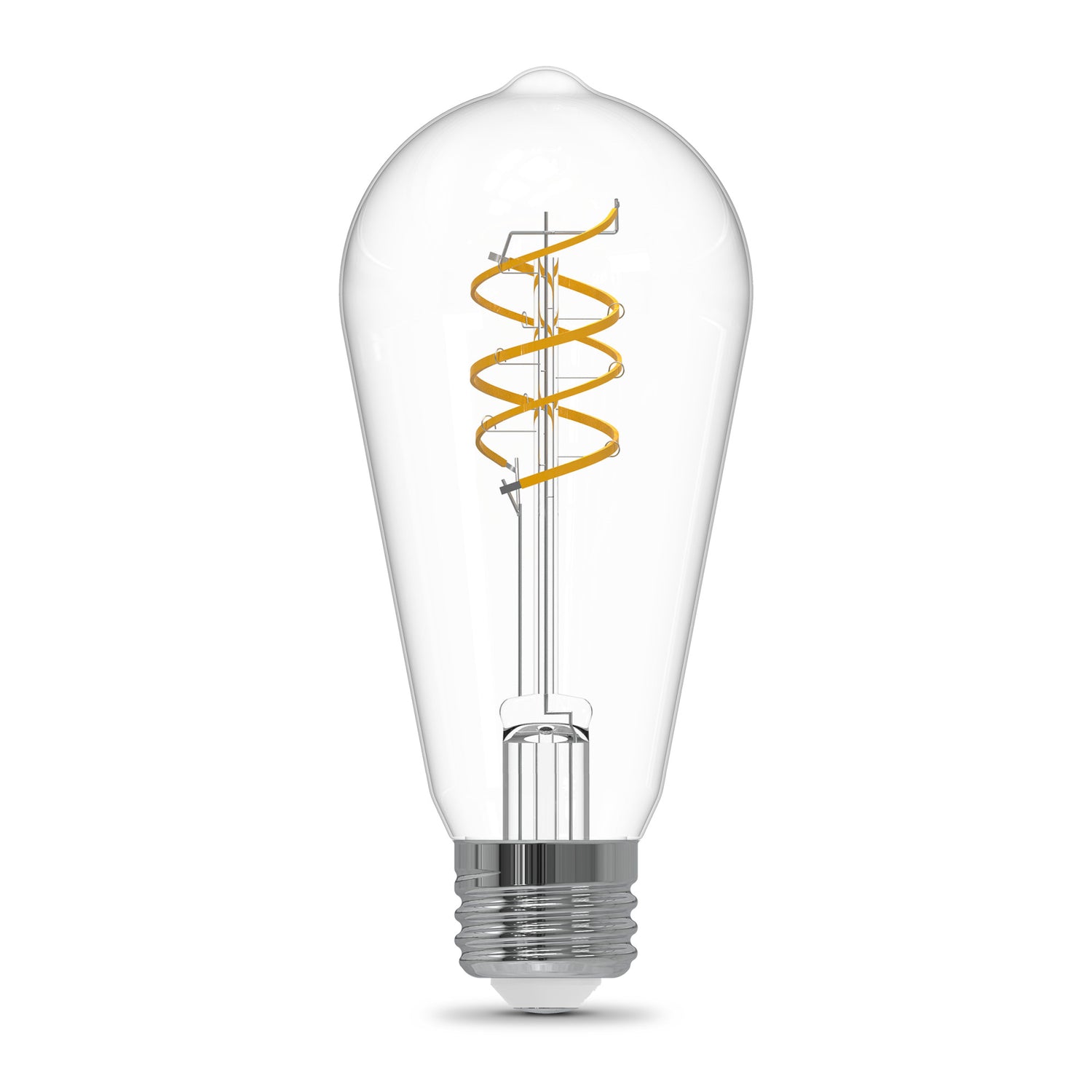 5.5W (60W Replacement) ST19 E26 Dimmable Spiral Filament Clear Glass Vintage Edison LED Light Bulb, Soft White (2-Pack)