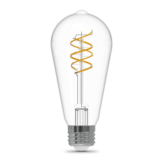 5.5W (60W Replacement) ST19 E26 Dimmable Spiral Filament Clear Glass Vintage Edison LED Light Bulb, Daylight (2-Pack)