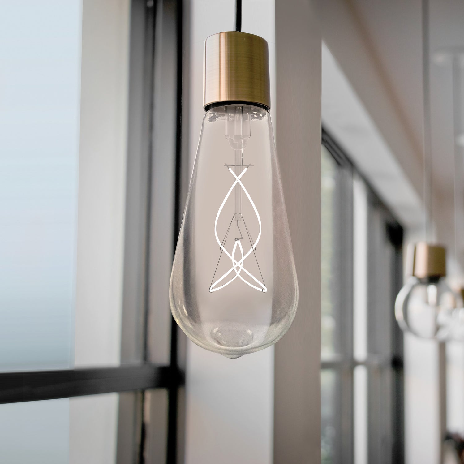 8.2W (60W Equivalent) Warm Light (2100K) ST19 Shape (E26 Base) LED Exposed Thin Designer White Filament Bulb