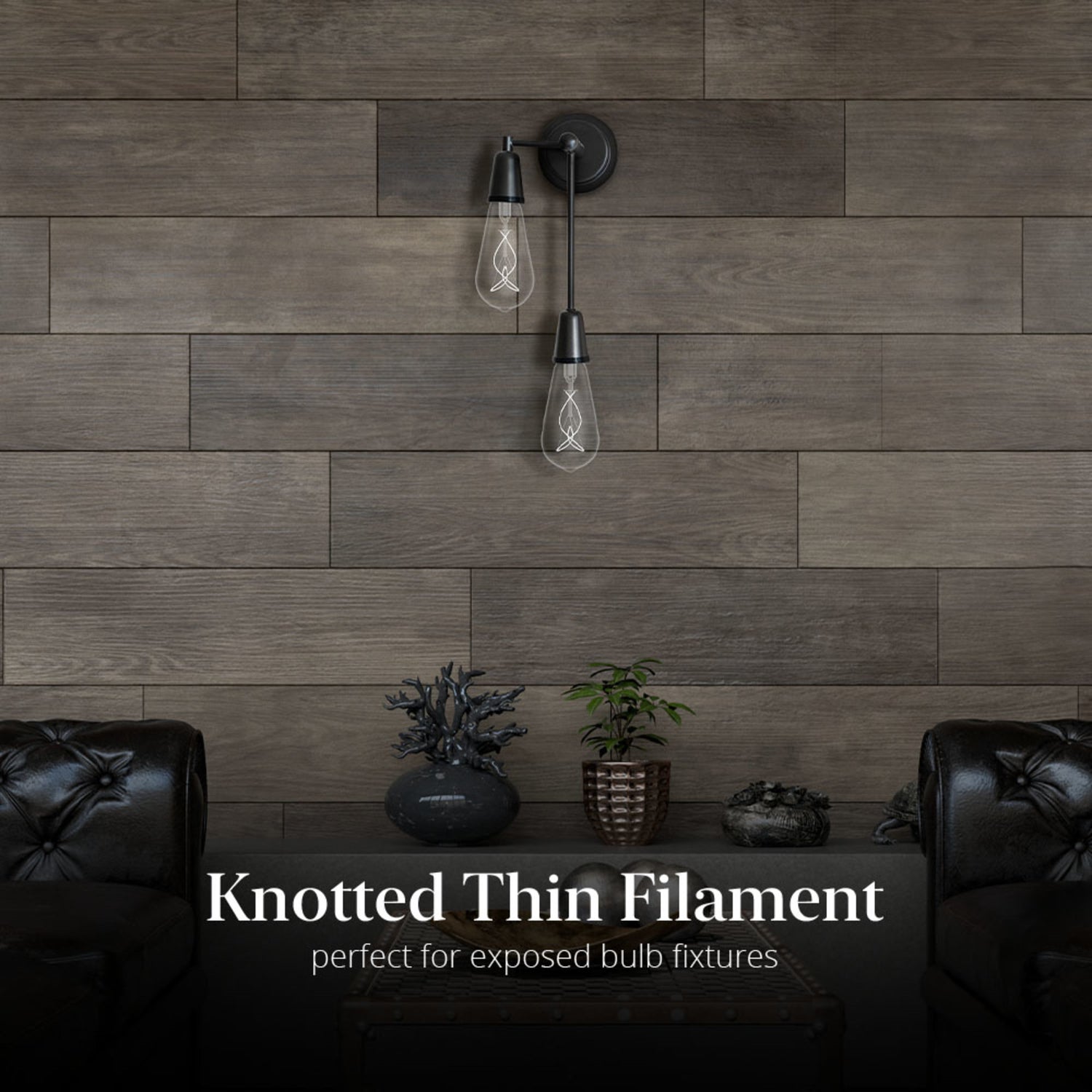 8.2W (60W Equivalent) Warm Light (2100K) ST19 Shape (E26 Base) LED Exposed Thin Designer White Filament Bulb