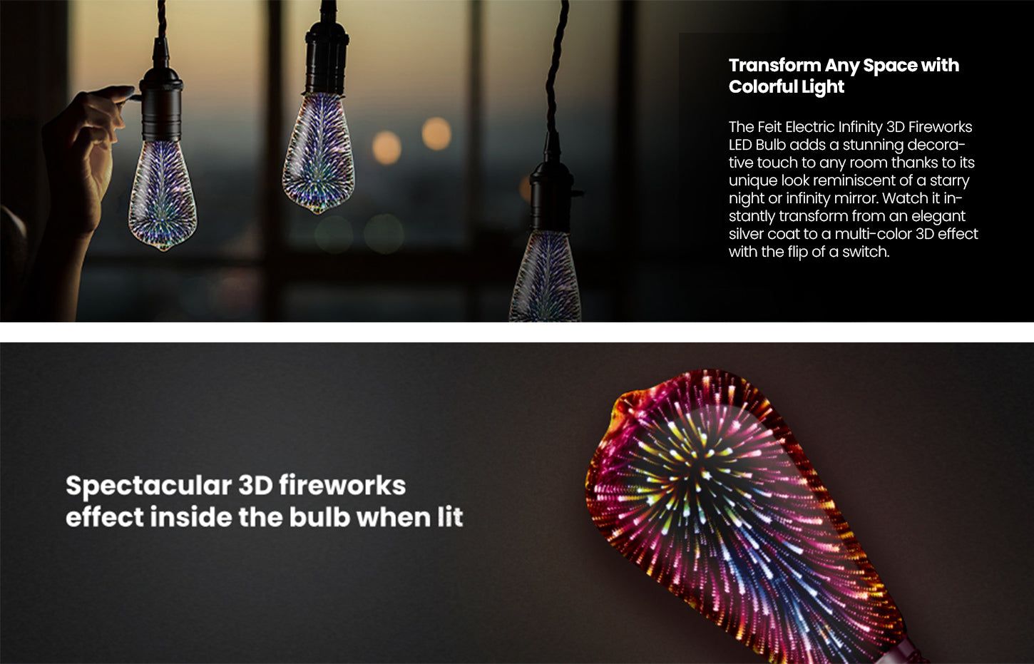 Infinity 3D Fireworks Effect LED ST19 Lightbulb