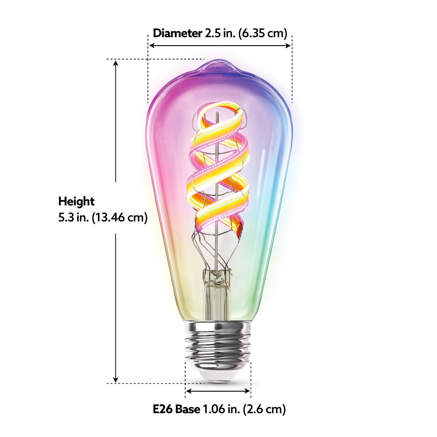 60W Replacement ST21 E26 Dimmable Color Changing Spiral Filament Vintage Decorative Smart Wifi LED Light Bulb