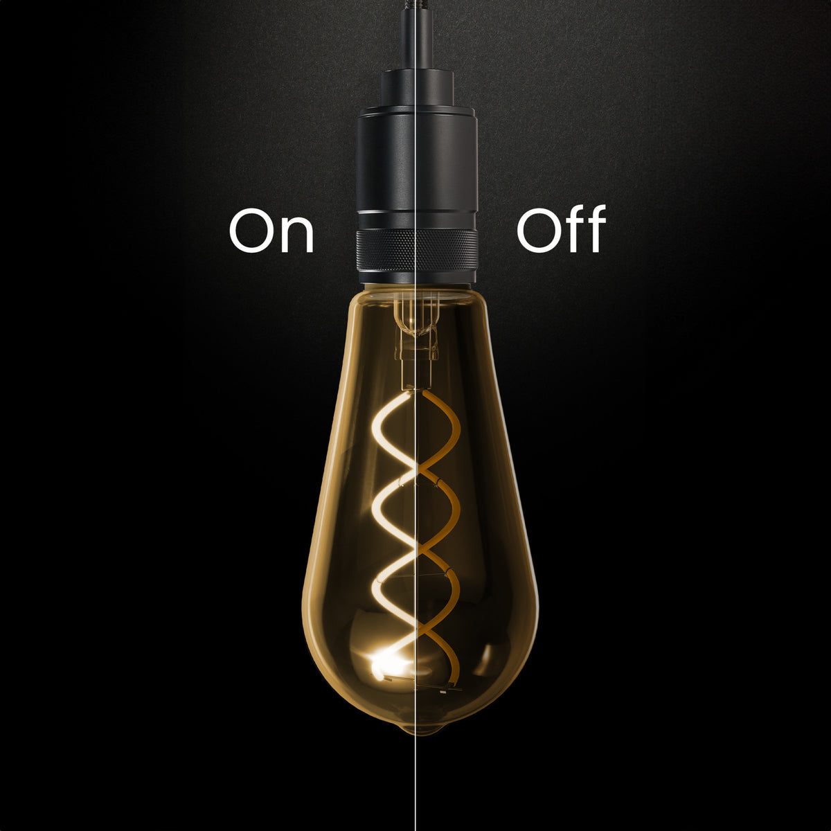 3.8W (40W Replacement) Amber ST19 E26 Dimmable Vintage Spiral Filament Edison LED Bulb, Warm Light (2-Pack)