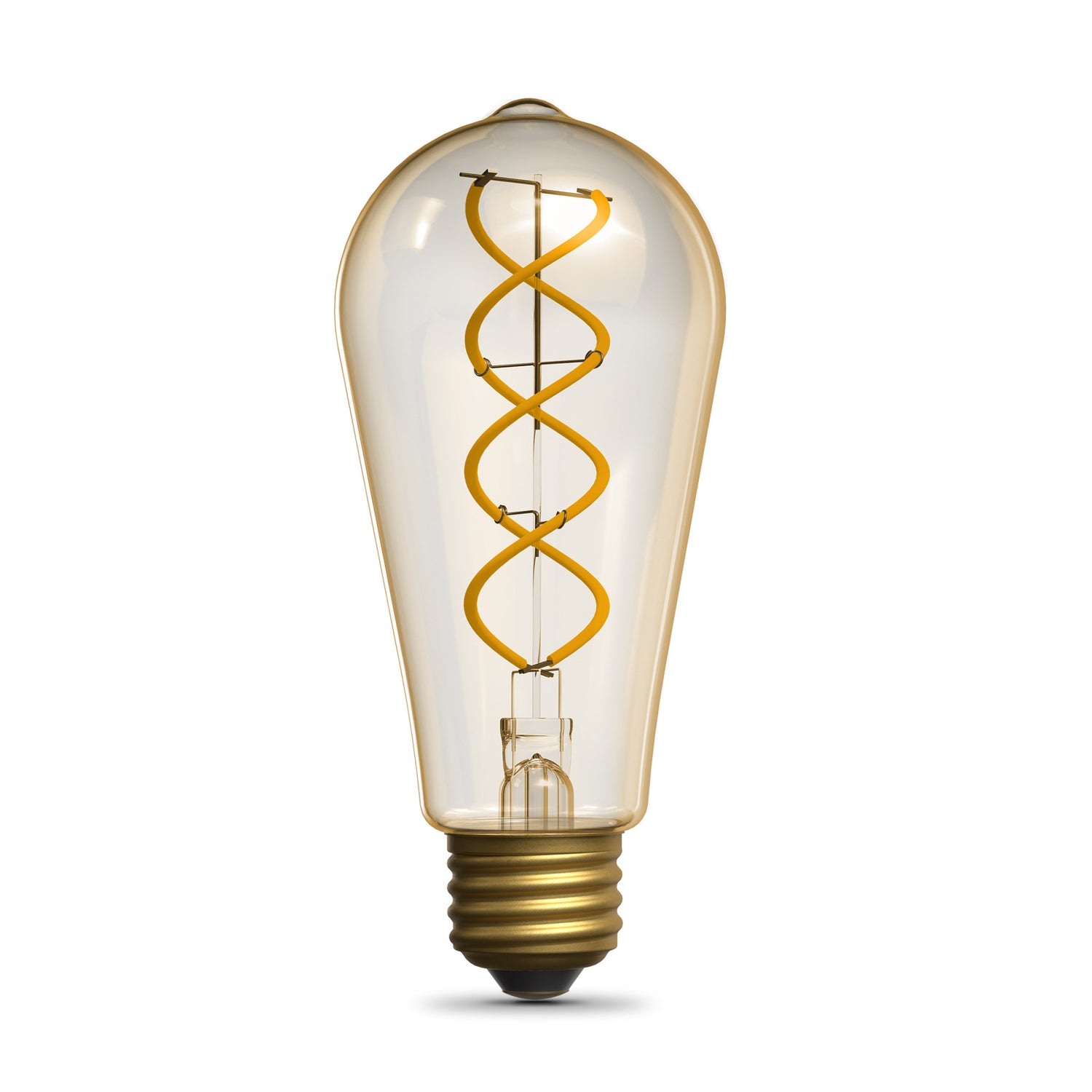 3.8W (40W Replacement) Amber ST19 E26 Dimmable Vintage Spiral Filament Edison LED Bulb, Warm Light (2-Pack)
