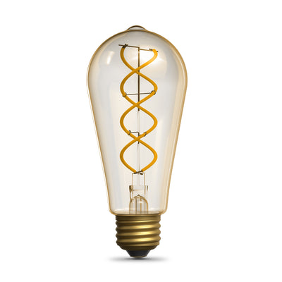 3.8W (40W Replacement) Amber ST19 E26 Dimmable Vintage Spiral Filament Edison LED Bulb, Warm Light (2-Pack)
