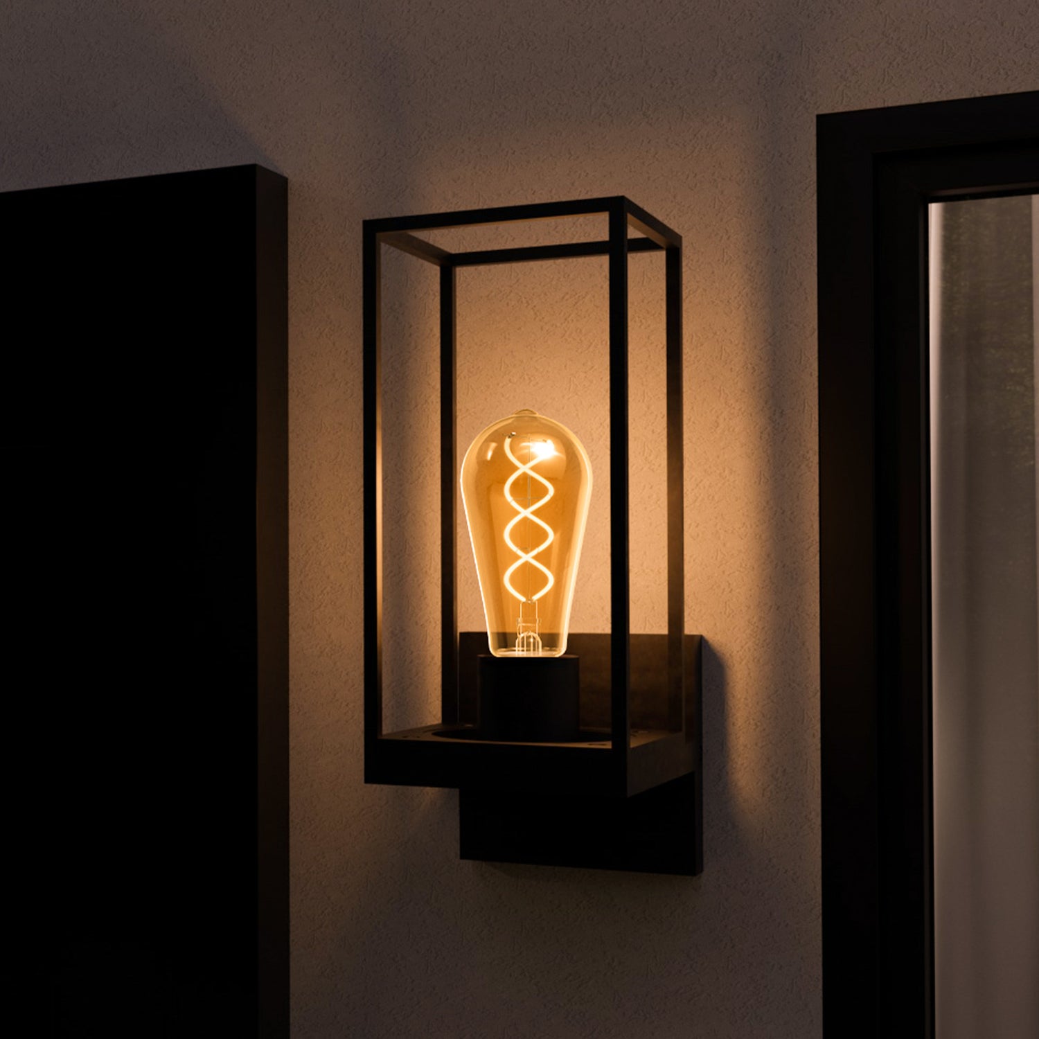 3.8W (40W Replacement) Amber ST19 E26 Dimmable Vintage Spiral Filament Edison LED Bulb, Warm Light (2-Pack)
