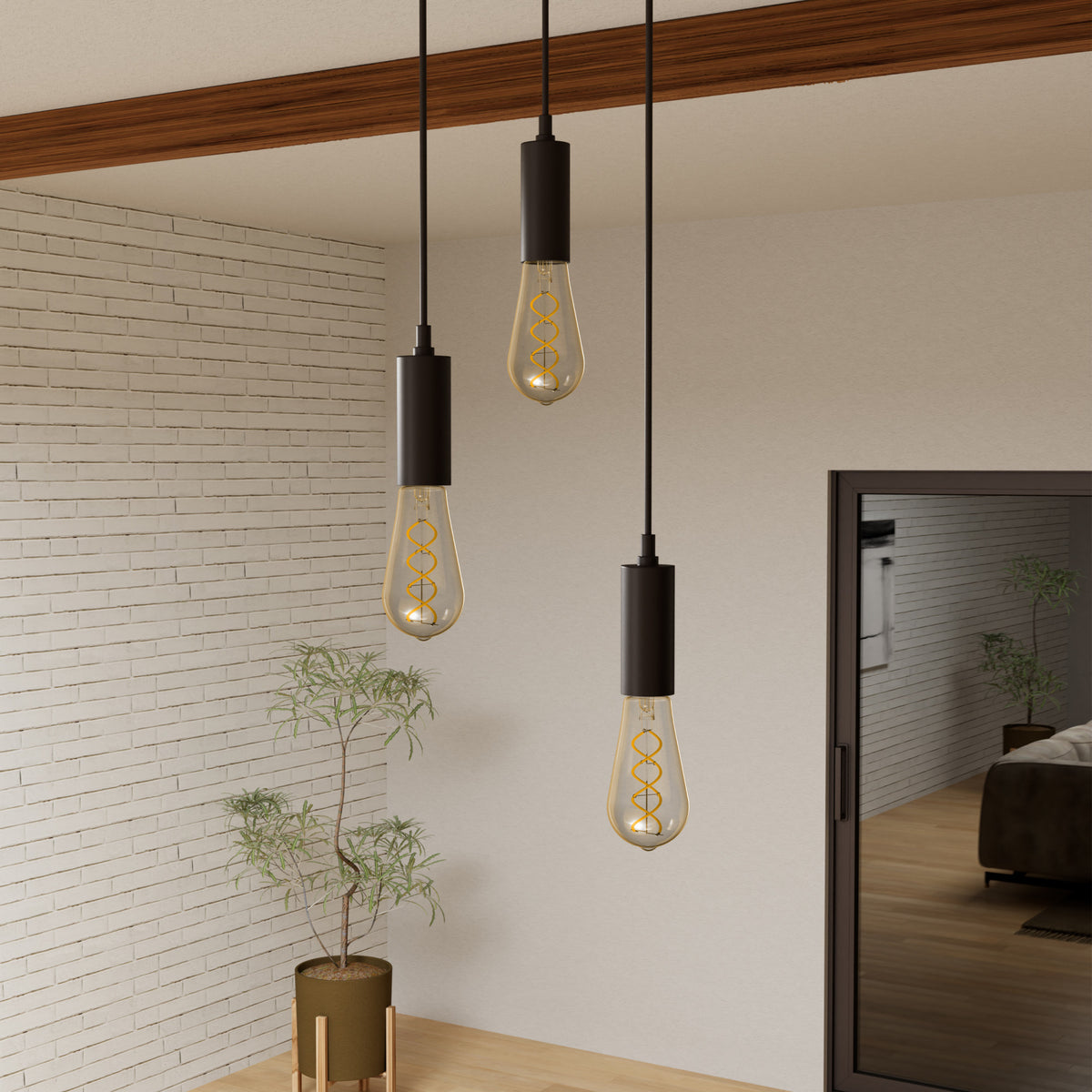 3.8W (40W Replacement) Amber ST19 E26 Dimmable Vintage Spiral Filament Edison LED Bulb, Warm Light (2-Pack)