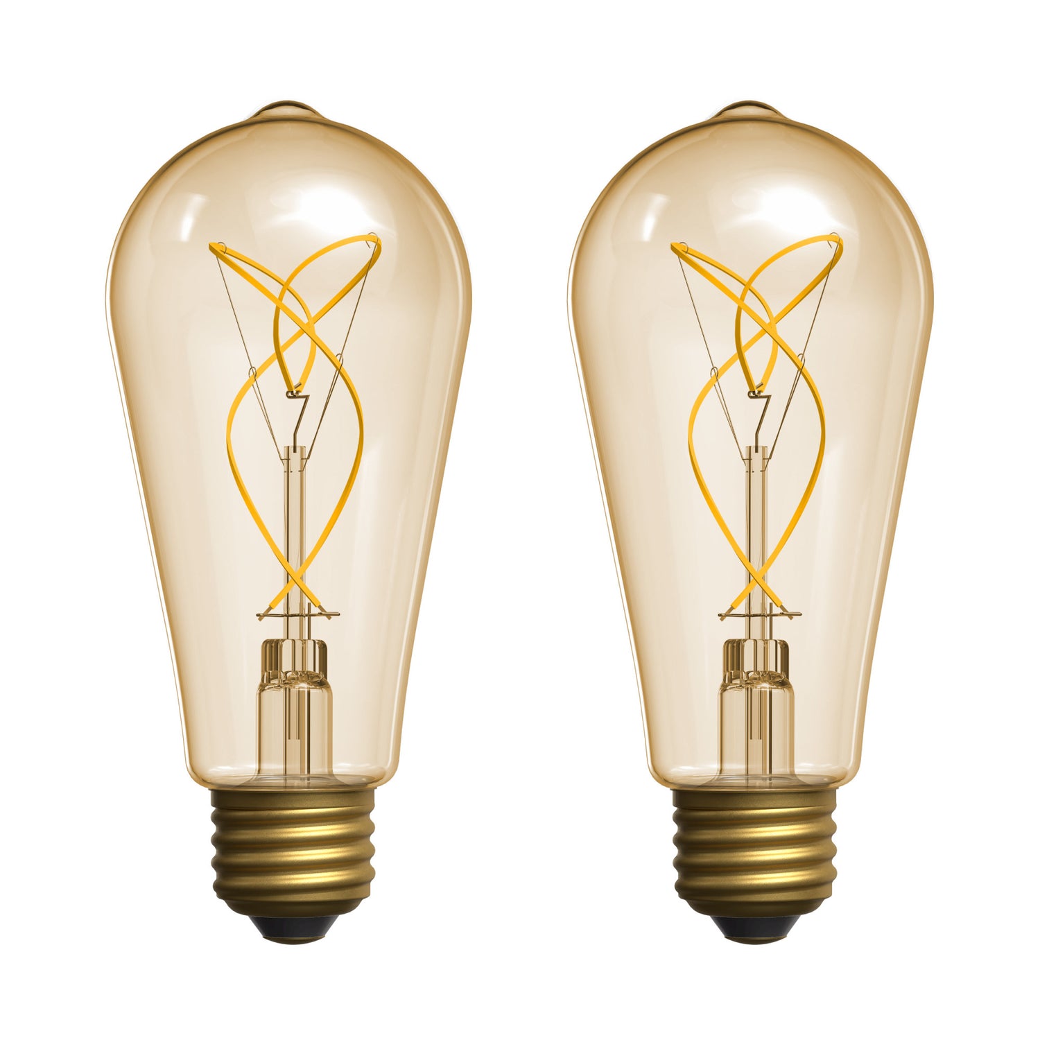 3.8W (40W Replacement) Amber ST19 E26 Dimmable Vintage Knot Filament Edison LED Bulb, Warm Light (2-Pack)