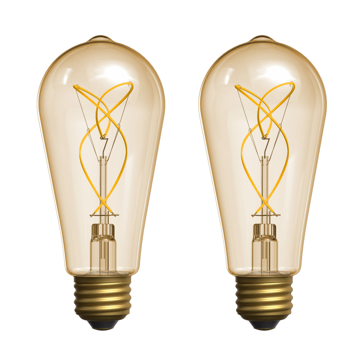 3.8W (40W Replacement) Amber ST19 E26 Dimmable Vintage Knot Filament Edison LED Bulb, Warm Light (2-Pack)