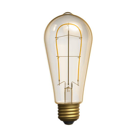 3.8W (40W Replacement) Amber ST19 E26 Dimmable Vintage U Filament Edison LED Bulb, Warm Light (2-Pack)