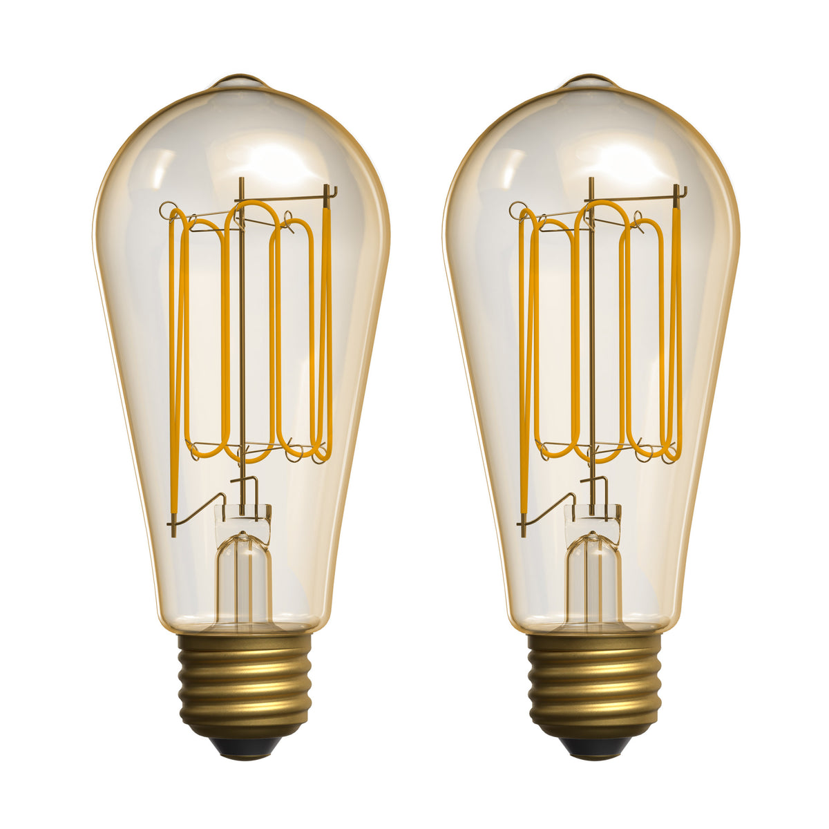 3.8W (40W Replacement) Amber ST19 E26 Dimmable Vintage Wound Filament Edison LED Bulb, Warm Light (2-Pack)