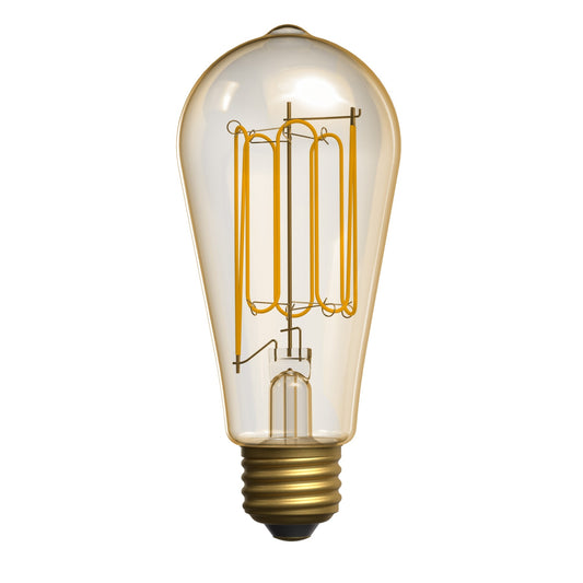 3.8W (40W Replacement) Amber ST19 E26 Dimmable Vintage Wound Filament Edison LED Bulb, Warm Light (2-Pack)