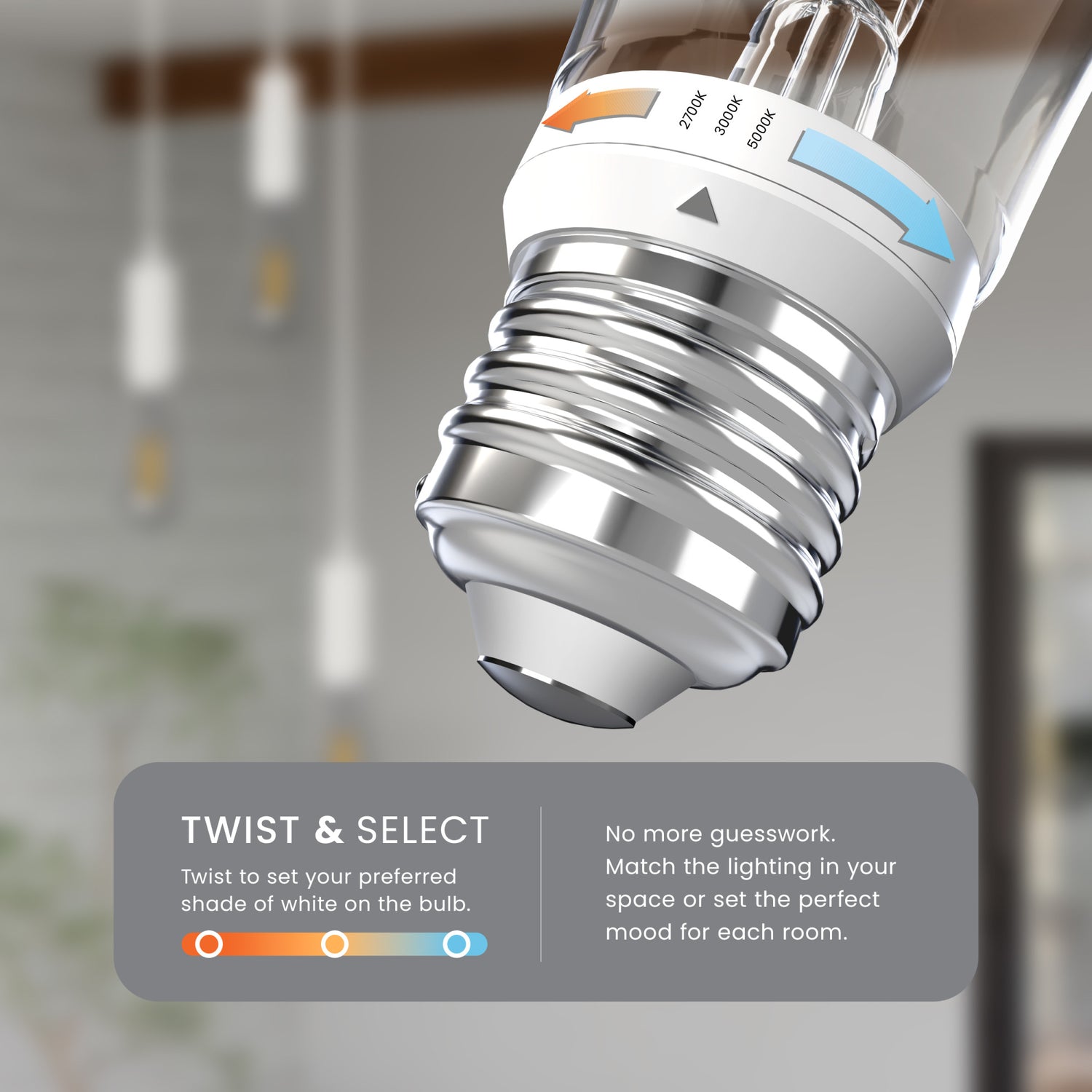 8.8W (60W Replacement) Twist & Select ST19 E26 Dimmable Edison LED Bulb (4-Pack)