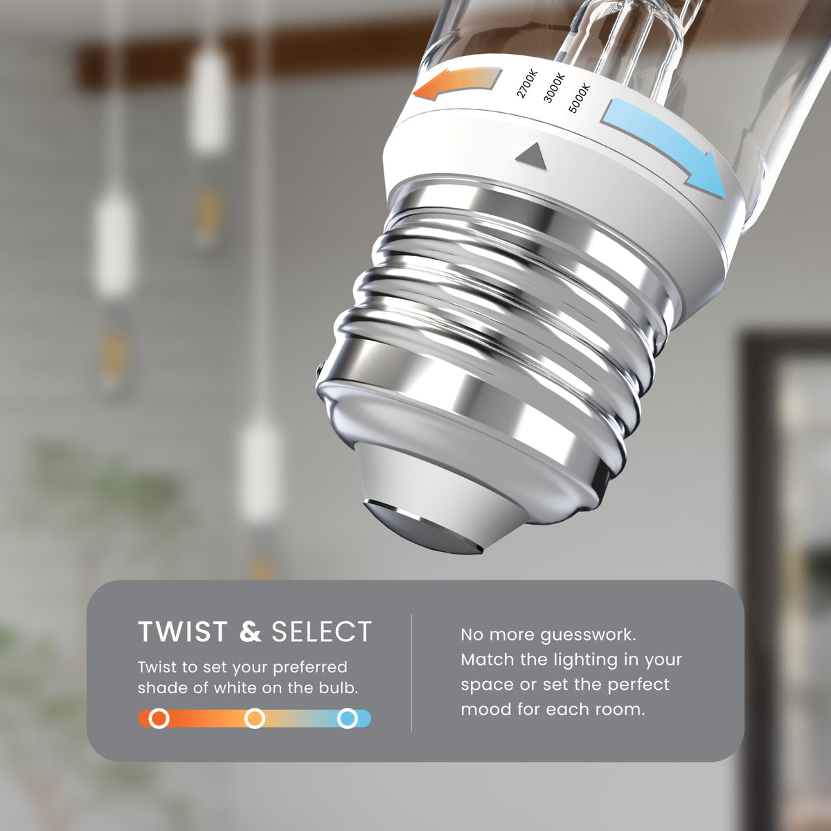 8.8W (60W Replacement) Twist & Select ST19 E26 Dimmable Edison LED Bulb (4-Pack)