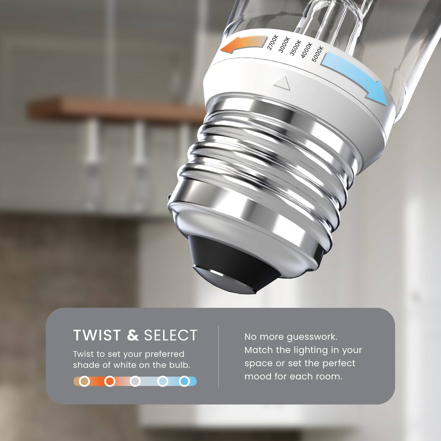 5.5W (60W Replacement) Twist & Select ST19 E26 Dimmable Spiral White Filament Clear Edison LED Bulb