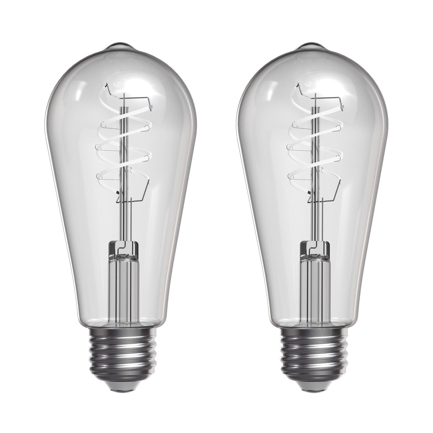 5.5W (60W Replacement) ST19 E26 Dimmable Designer Spiral White Filament Edison LED Bulb, Soft White (2-Pack)