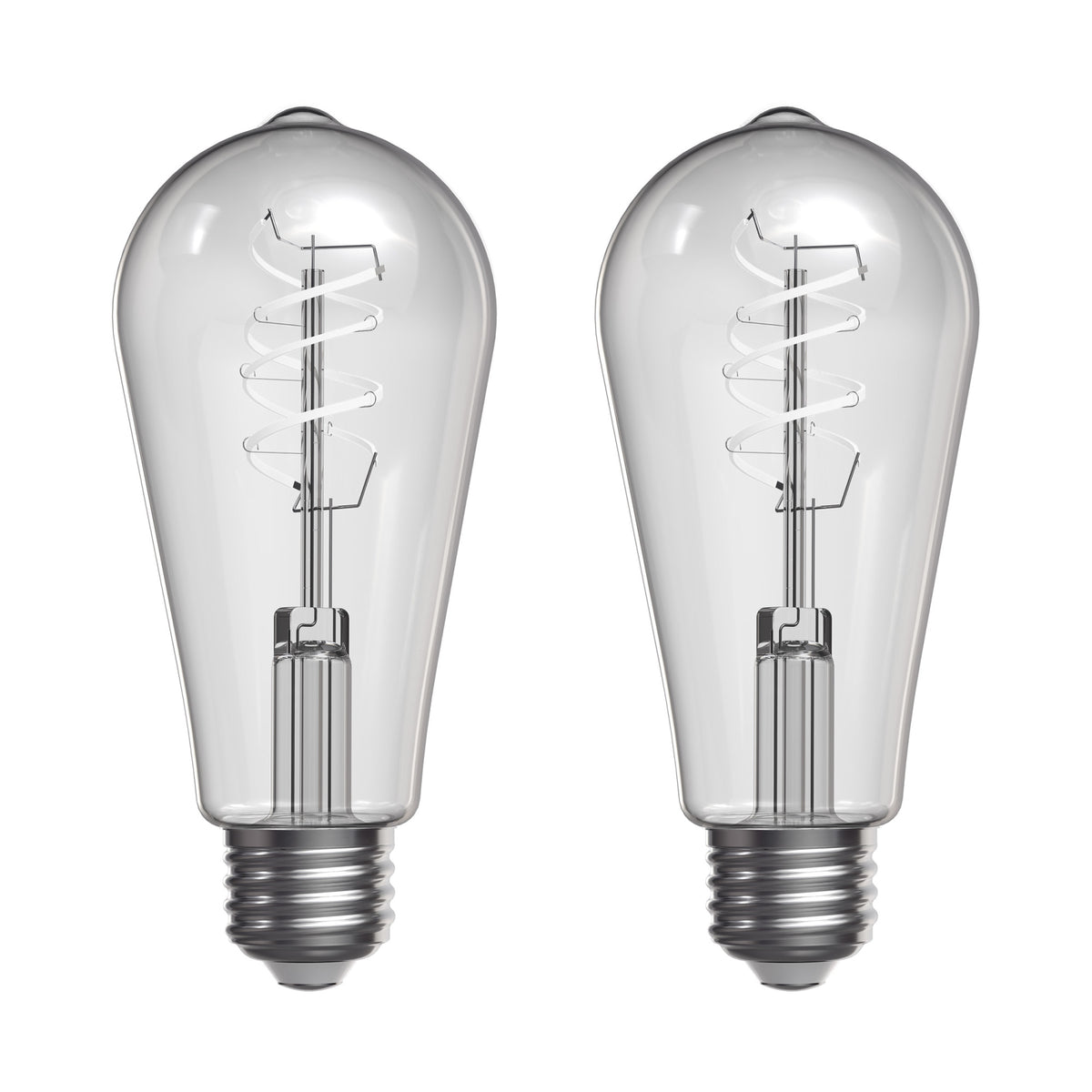 5.5W (60W Replacement) ST19 E26 Dimmable Designer Spiral White Filament Edison LED Bulb, Daylight (2-Pack)