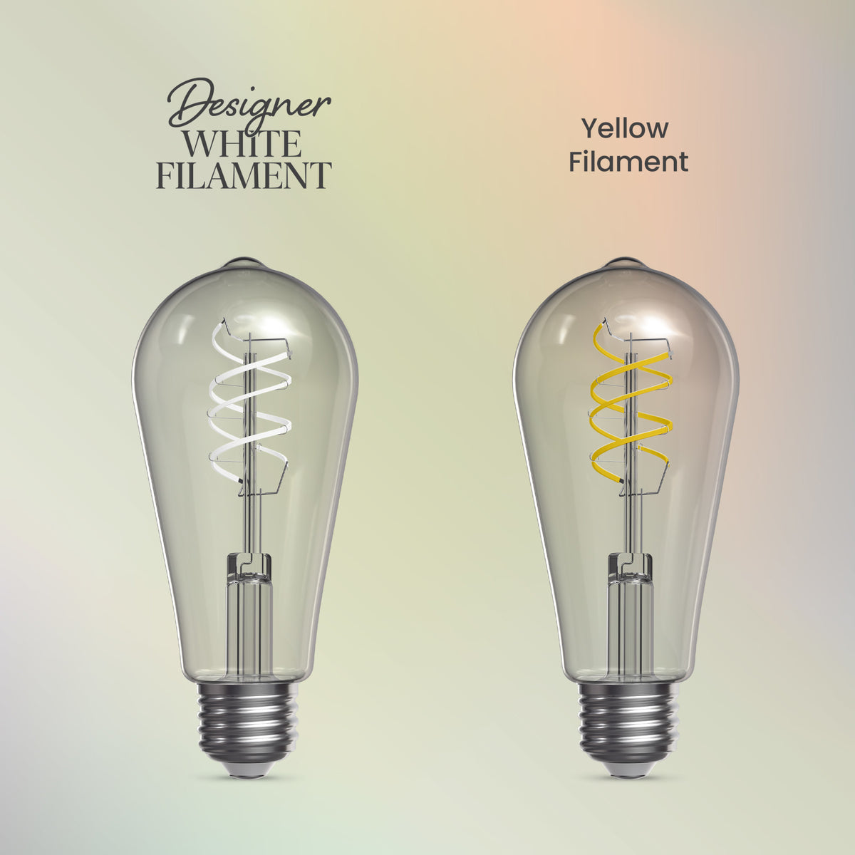 5.5W (60W Replacement) ST19 E26 Dimmable Designer Spiral White Filament Edison LED Bulb, Daylight (2-Pack)